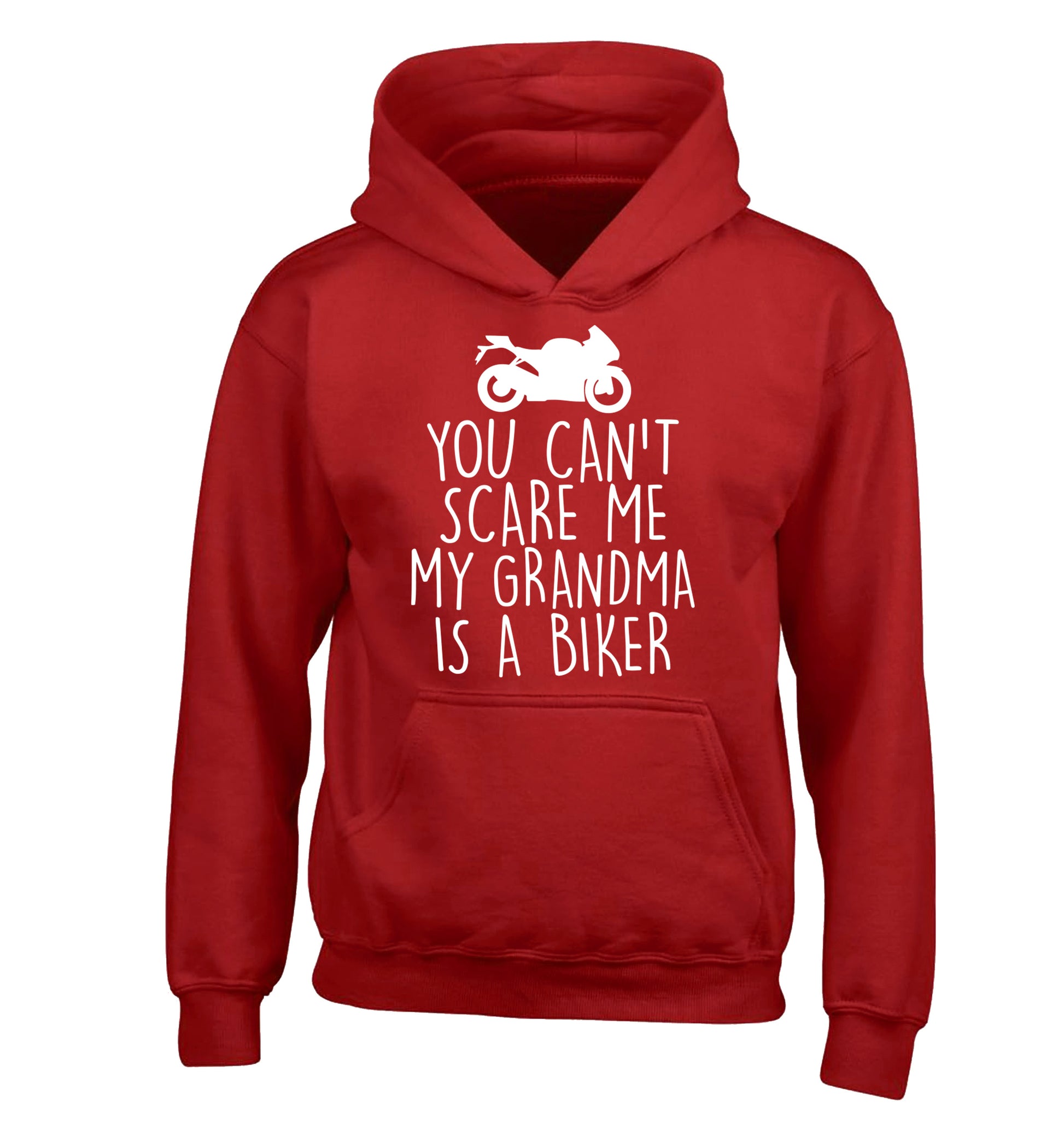 You can't scare me my grandma is a biker children's red hoodie 12-13 Years