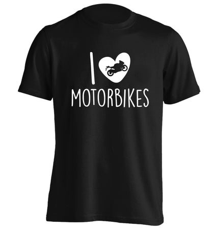 I love motorbikes adults unisex black Tshirt 2XL