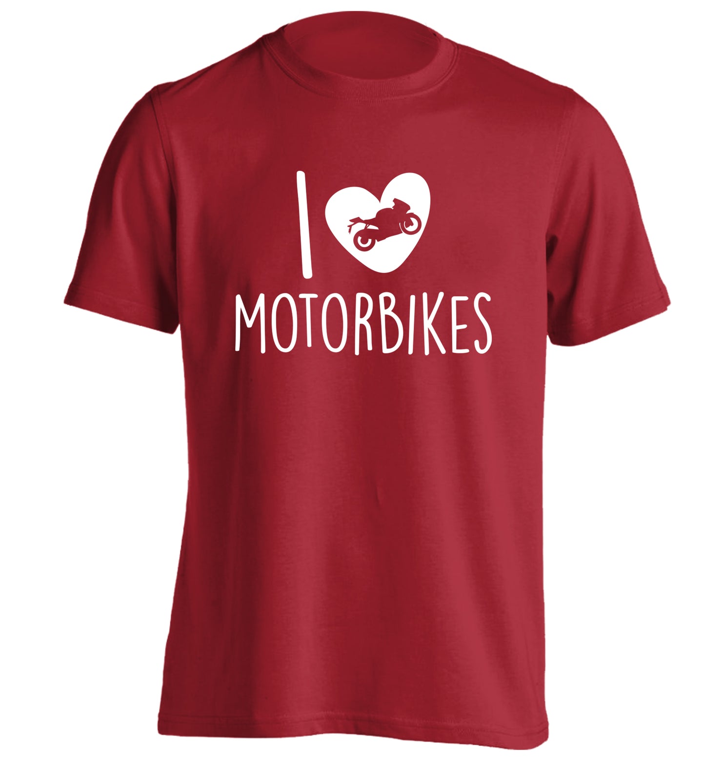 I love motorbikes adults unisex red Tshirt 2XL