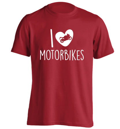 I love motorbikes adults unisex red Tshirt 2XL