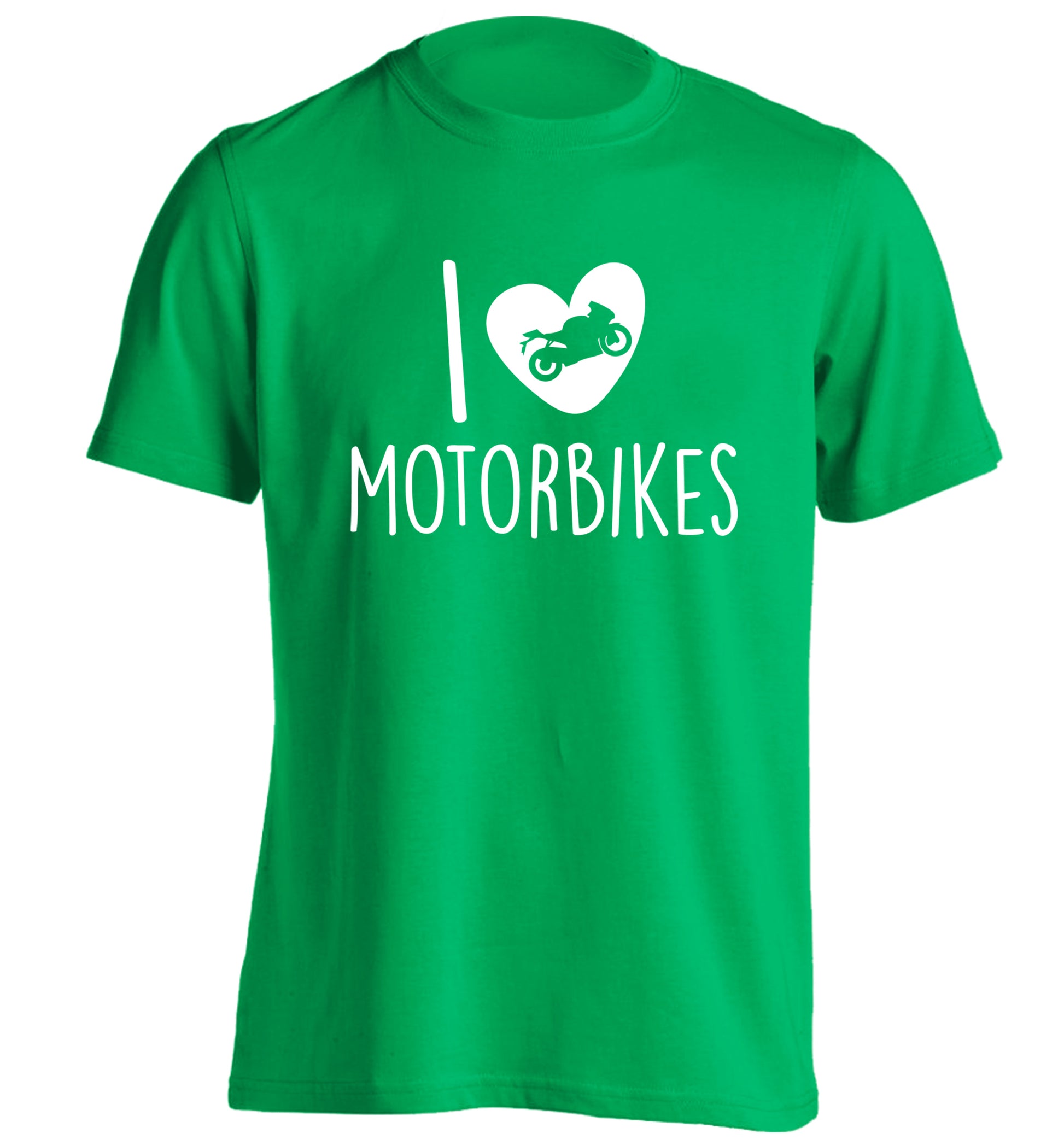 I love motorbikes adults unisex green Tshirt 2XL