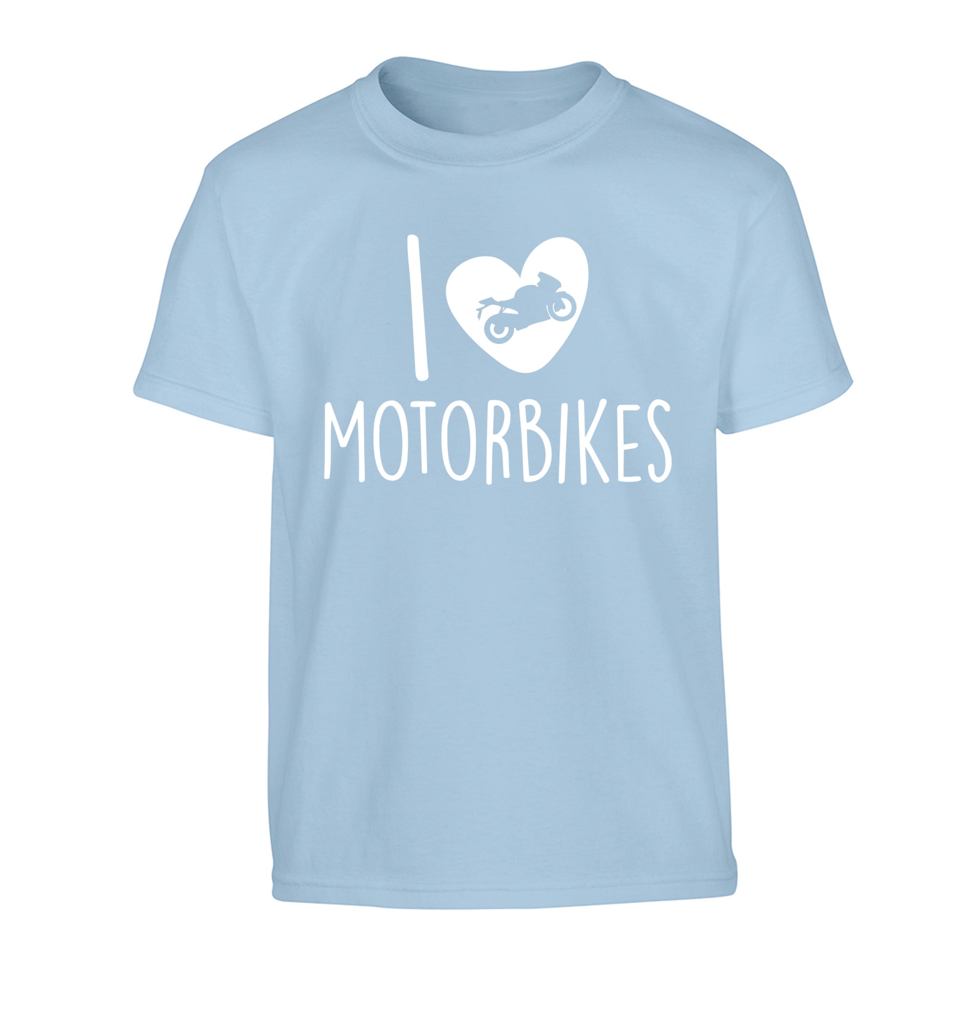I love motorbikes Children's light blue Tshirt 12-13 Years