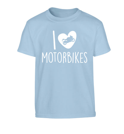 I love motorbikes Children's light blue Tshirt 12-13 Years