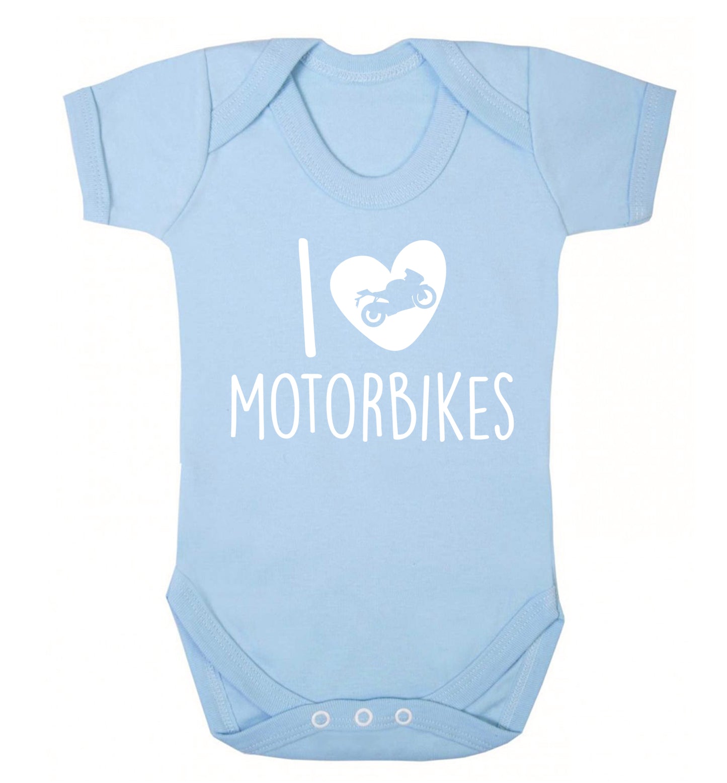 I love motorbikes Baby Vest pale blue 18-24 months