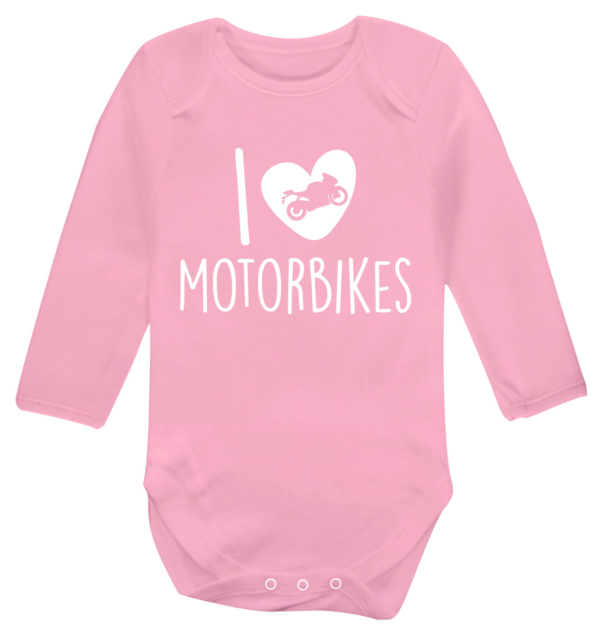 I love motorbikes Baby Vest long sleeved pale pink 6-12 months