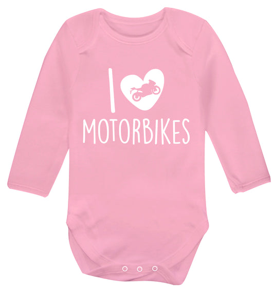 I love motorbikes Baby Vest long sleeved pale pink 6-12 months