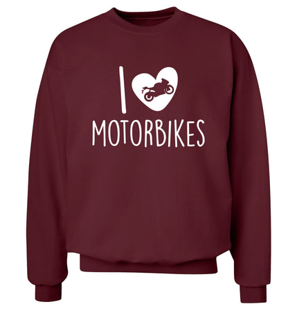 I love motorbikes Adult's unisex maroon Sweater 2XL