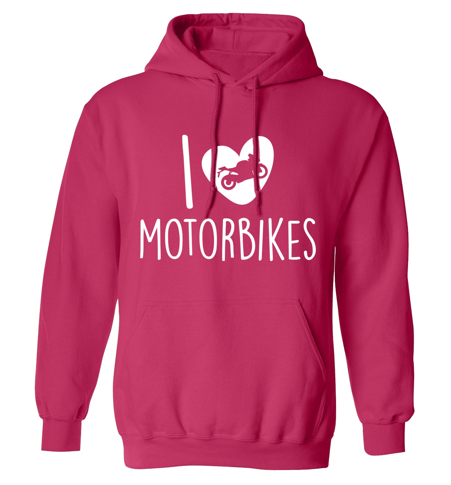 I love motorbikes adults unisex pink hoodie 2XL