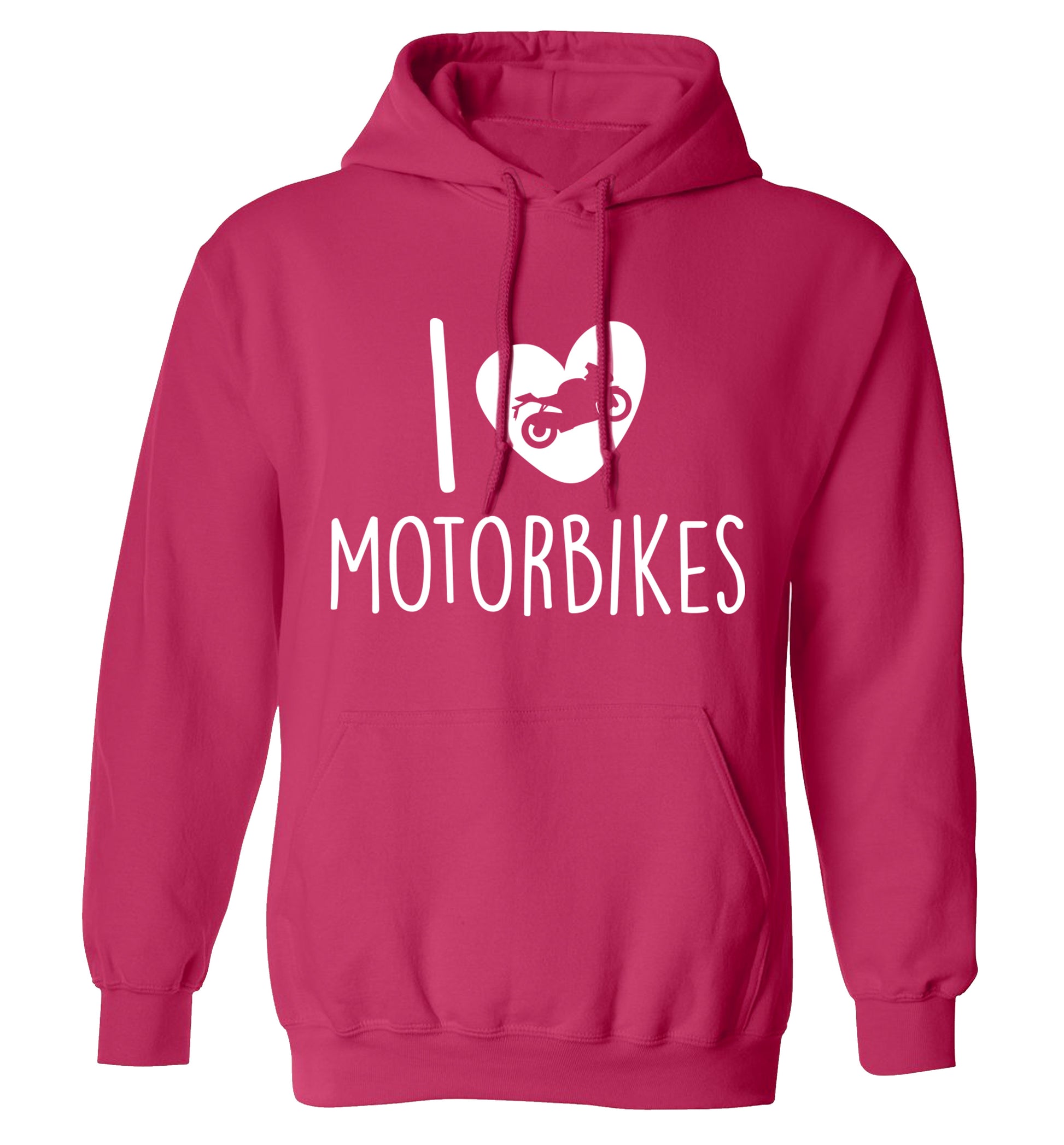 I love motorbikes adults unisex pink hoodie 2XL