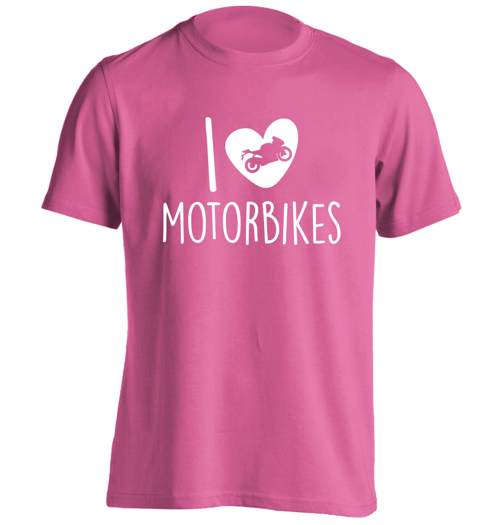 I love motorbikes adults unisex pink Tshirt 2XL