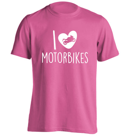 I love motorbikes adults unisex pink Tshirt 2XL