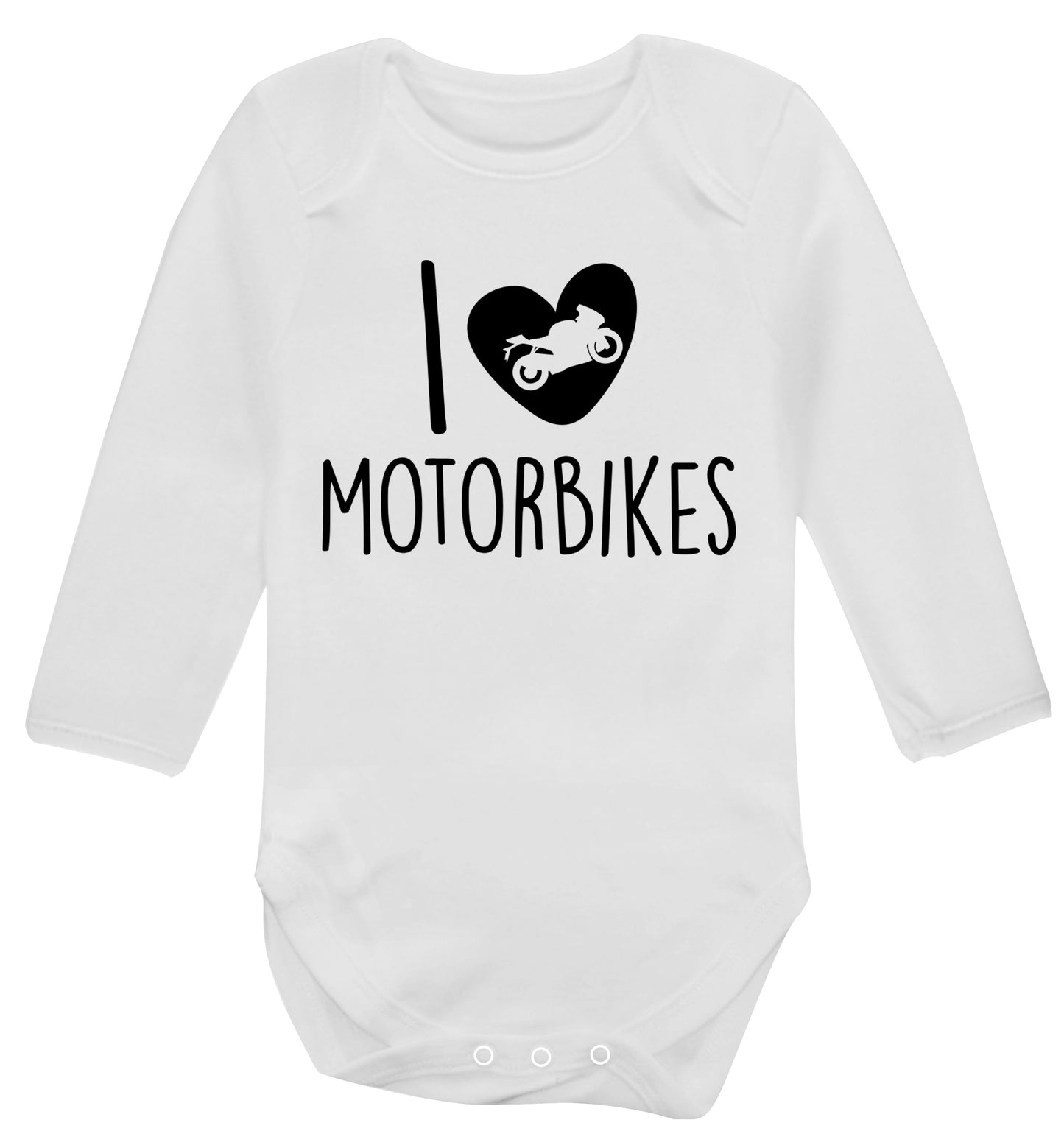 I love motorbikes Baby Vest long sleeved white 6-12 months
