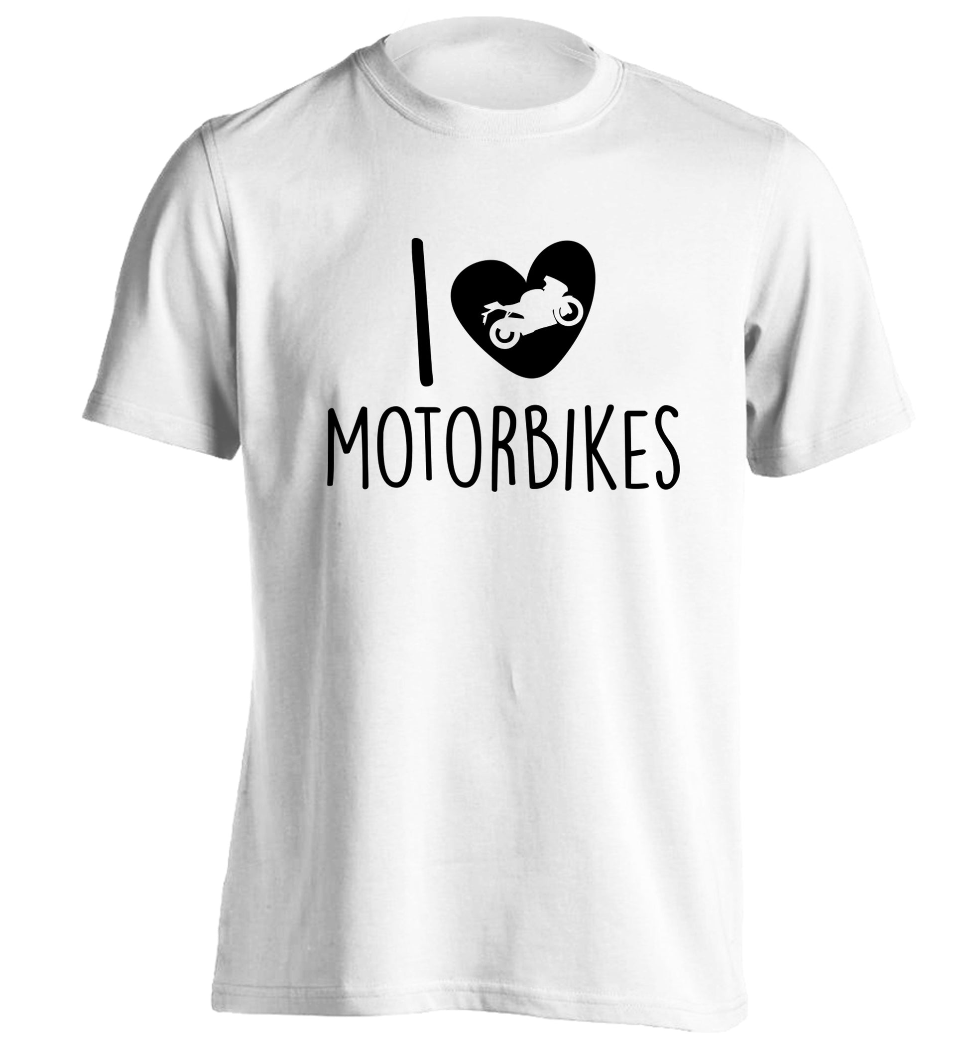I love motorbikes adults unisex white Tshirt 2XL