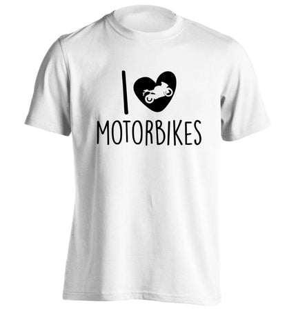 I love motorbikes adults unisex white Tshirt 2XL