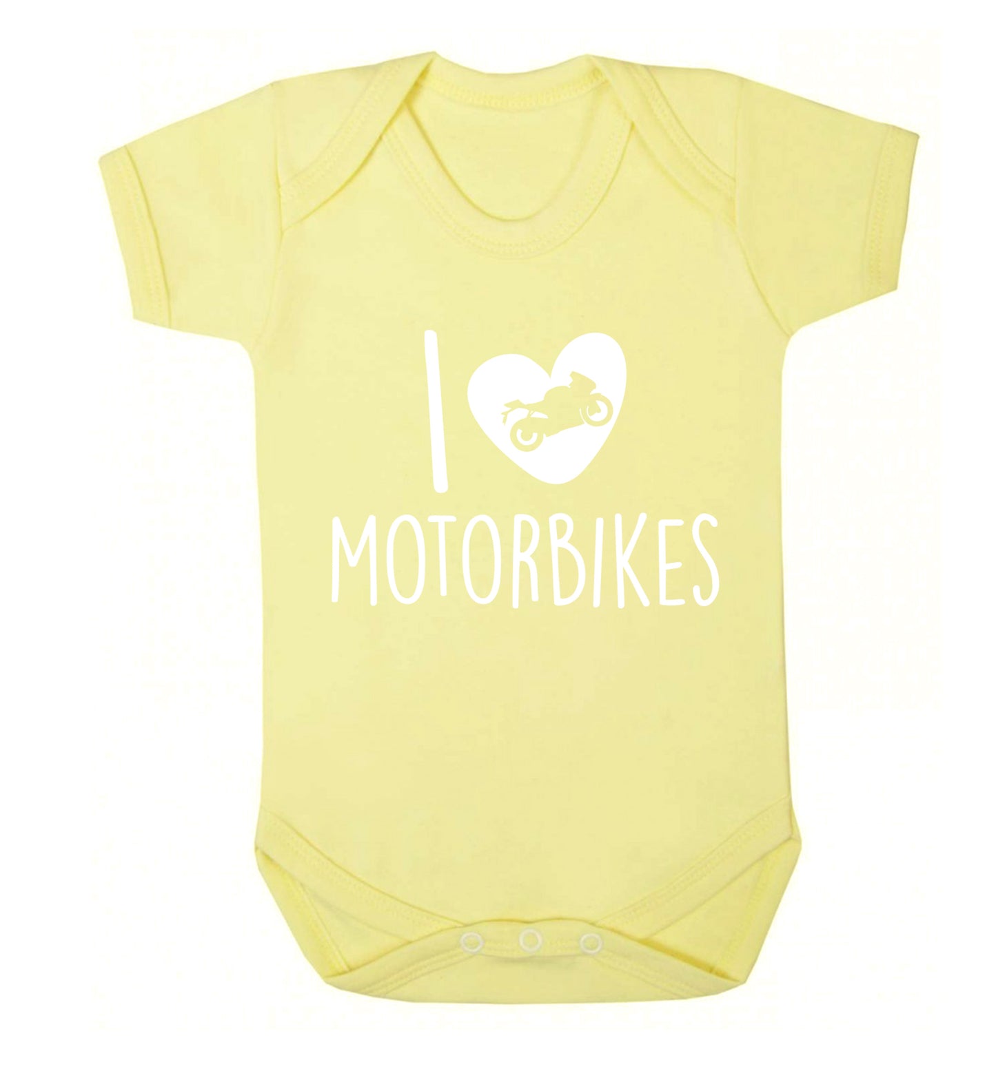 I love motorbikes Baby Vest pale yellow 18-24 months
