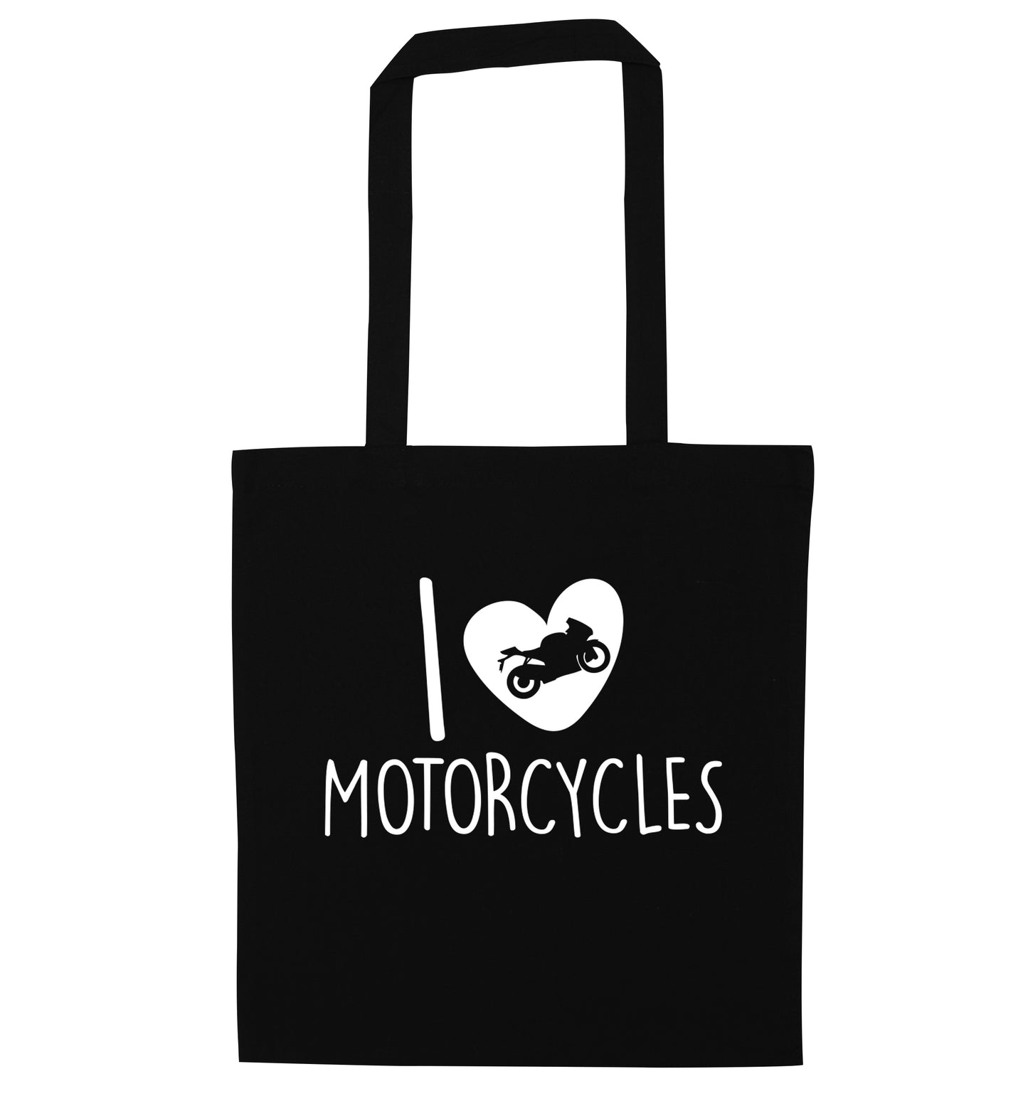 I love motorcycles black tote bag