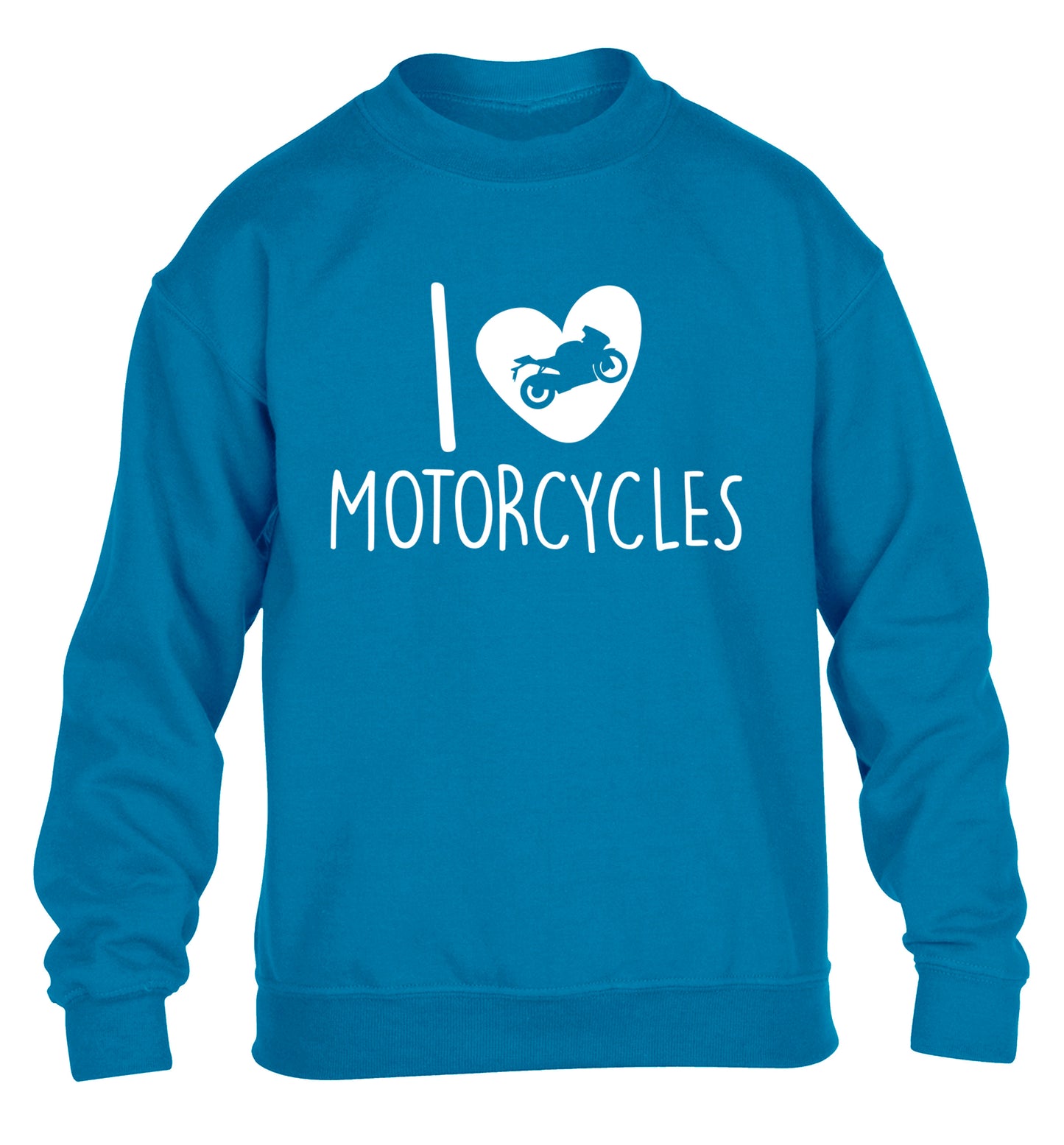 I love motorcycles children's blue sweater 12-13 Years