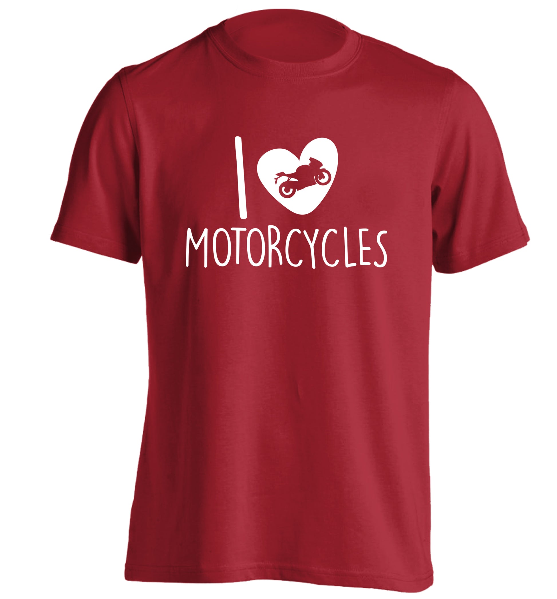 I love motorcycles adults unisex red Tshirt 2XL