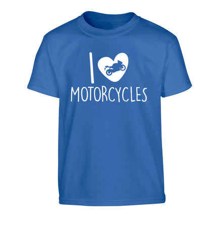 I love motorcycles Children's blue Tshirt 12-13 Years