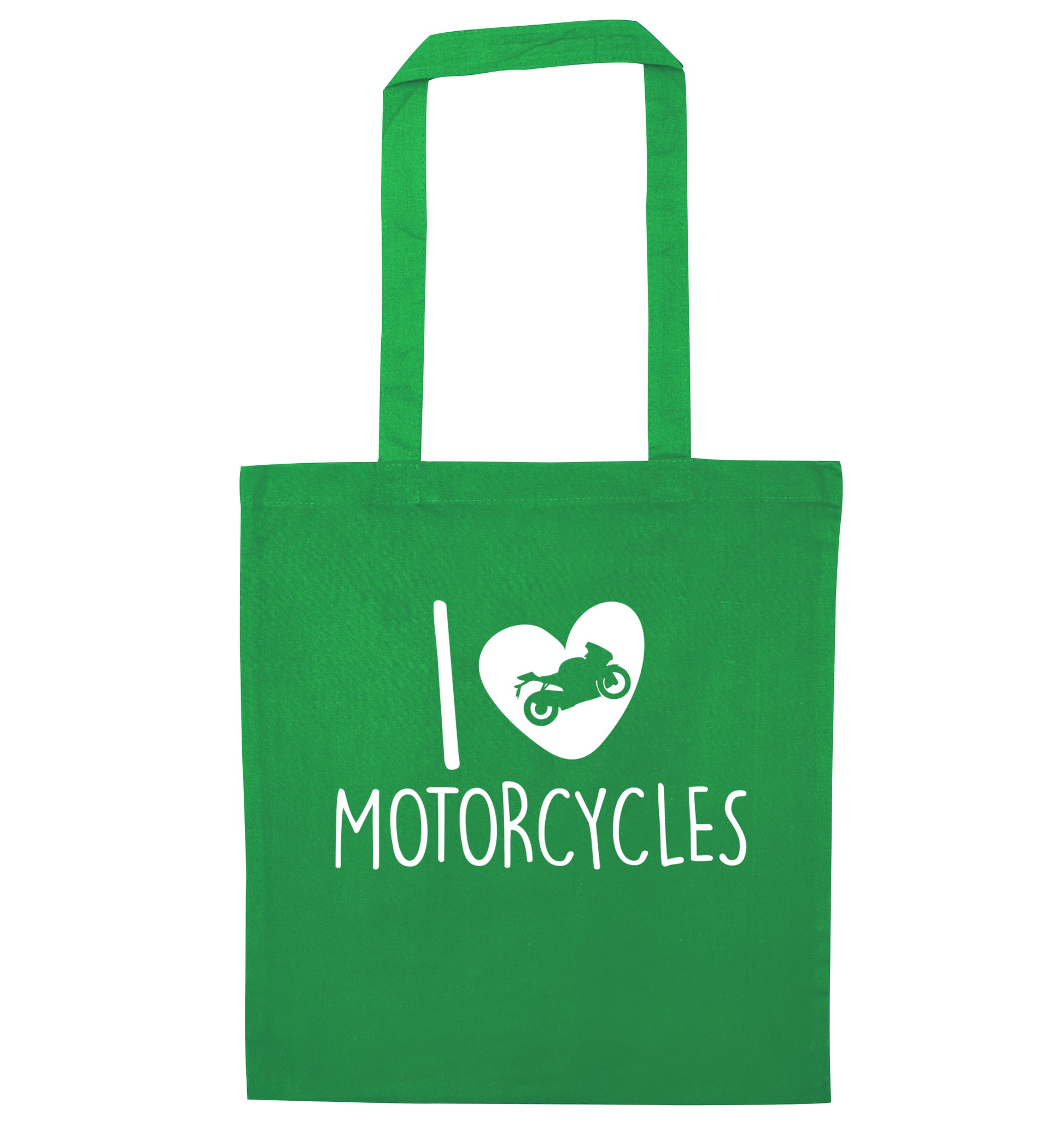 I love motorcycles green tote bag