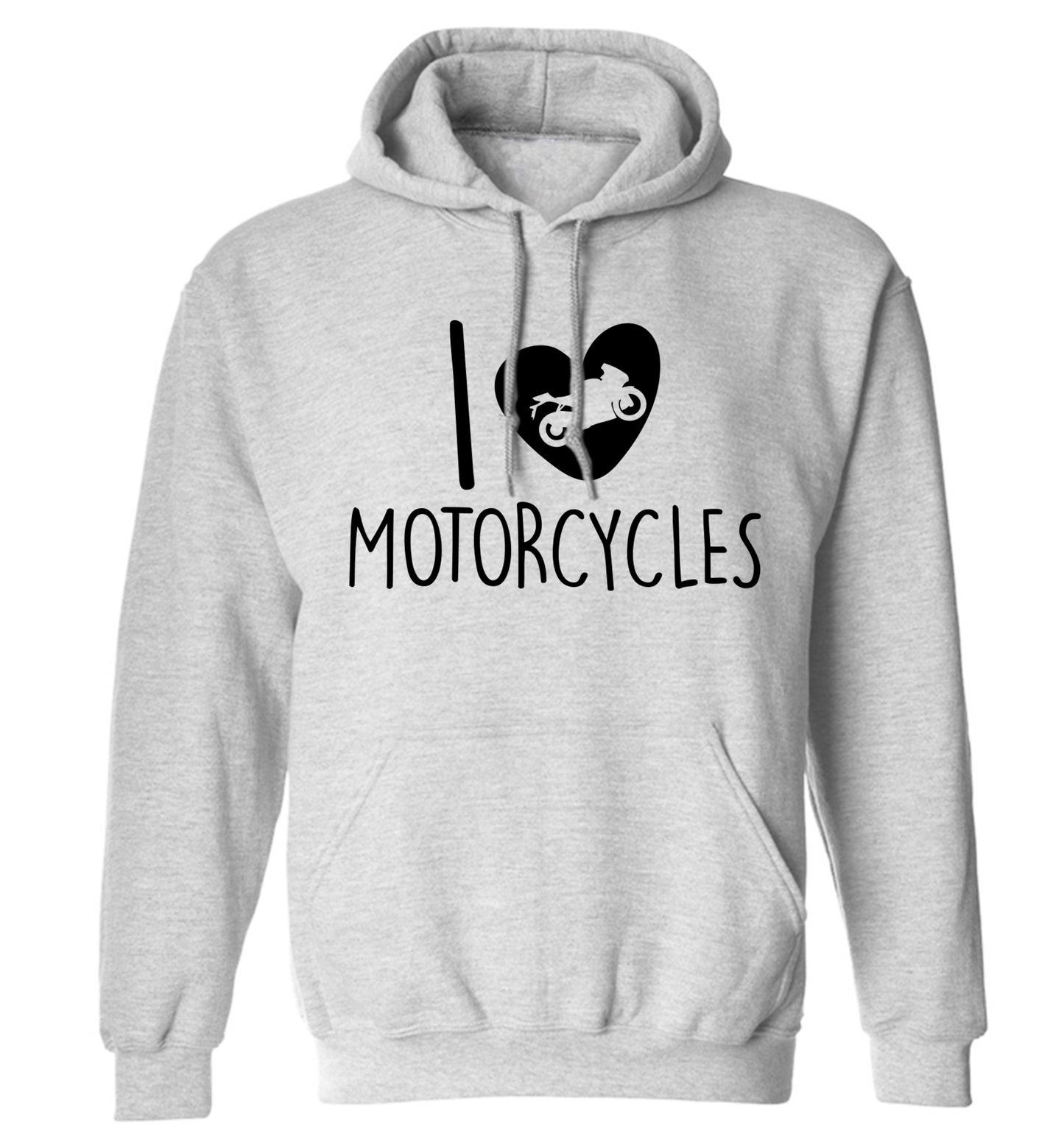 I love motorcycles adults unisex grey hoodie 2XL
