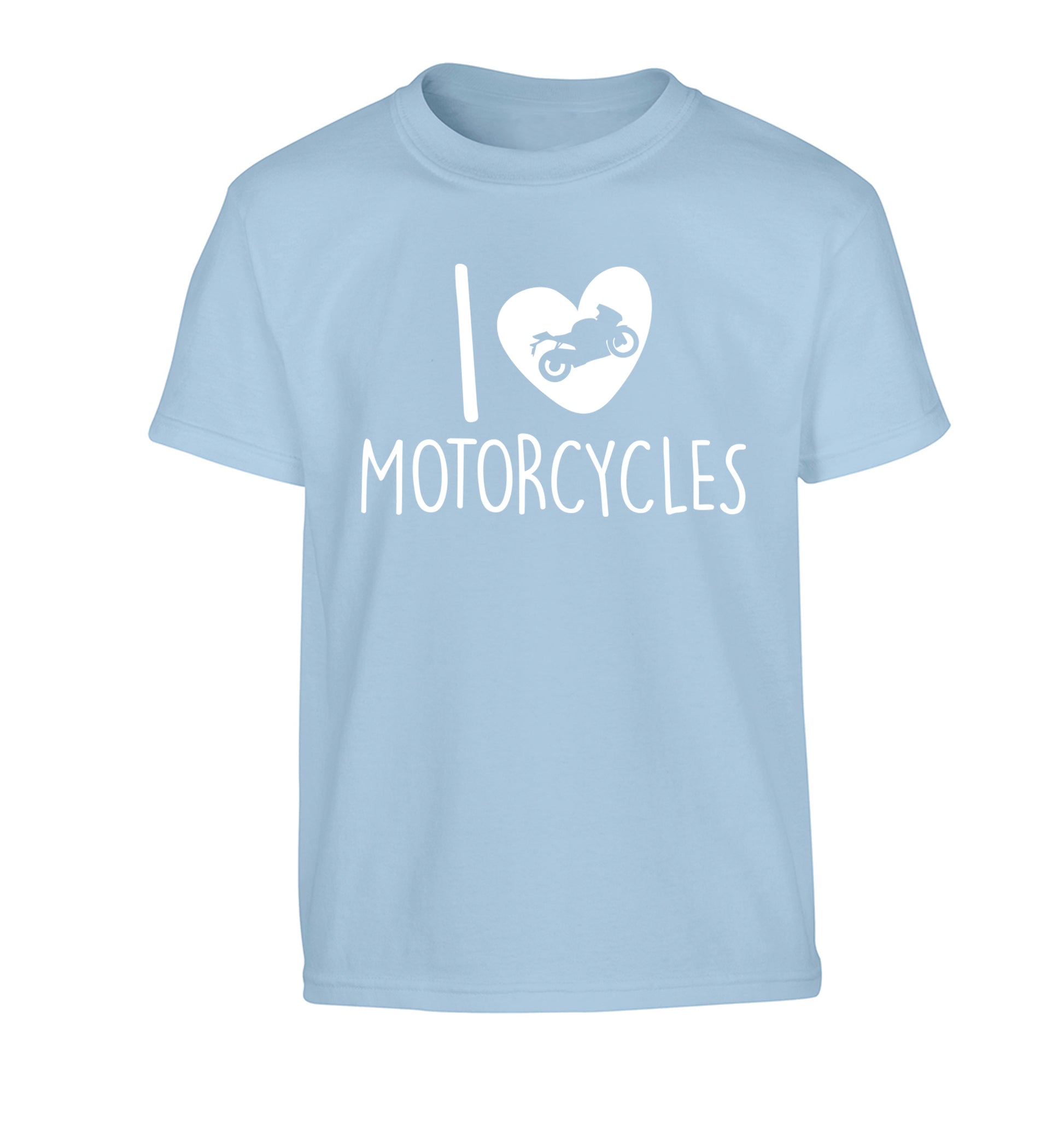 I love motorcycles Children's light blue Tshirt 12-13 Years