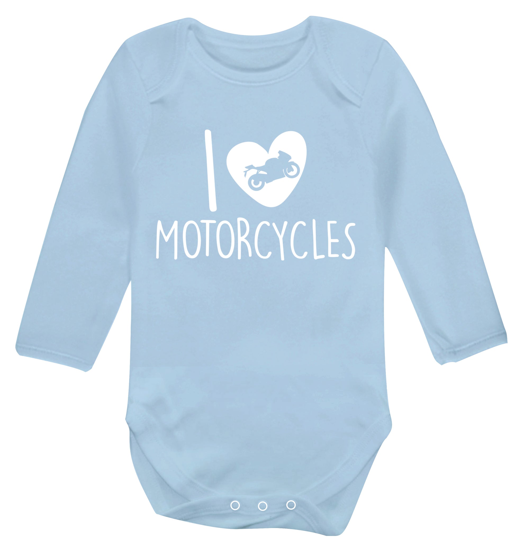 I love motorcycles Baby Vest long sleeved pale blue 6-12 months