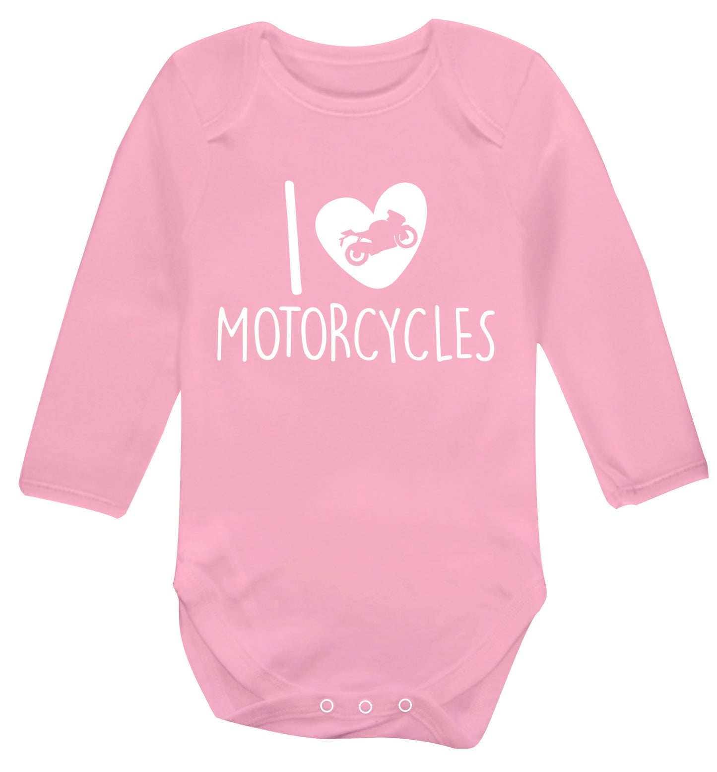 I love motorcycles Baby Vest long sleeved pale pink 6-12 months
