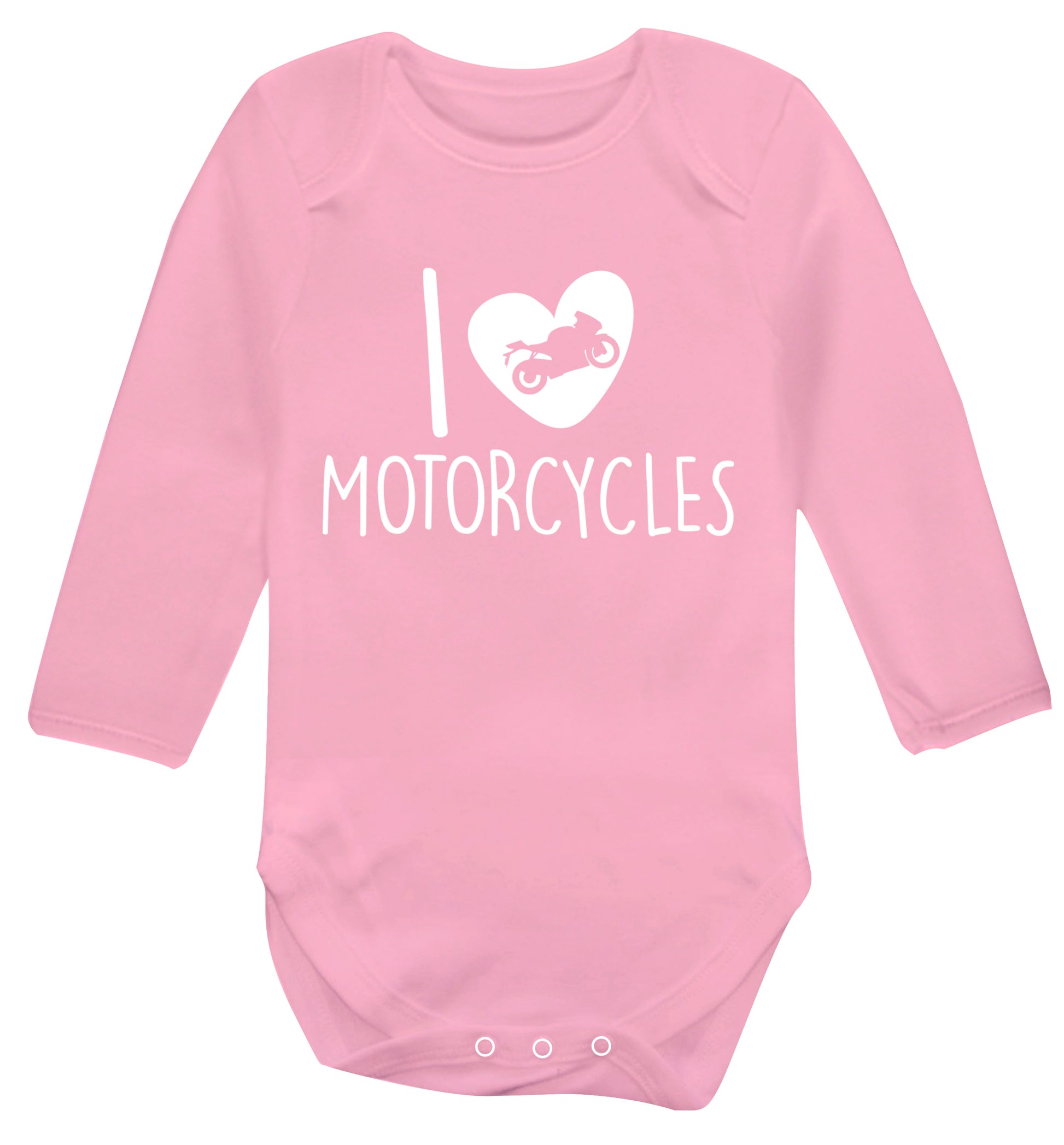 I love motorcycles Baby Vest long sleeved pale pink 6-12 months