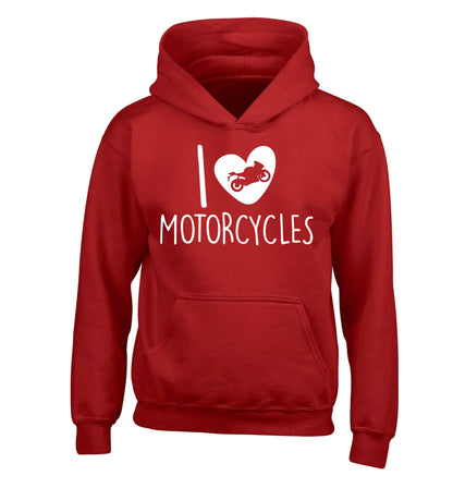 I love motorcycles children's red hoodie 12-13 Years