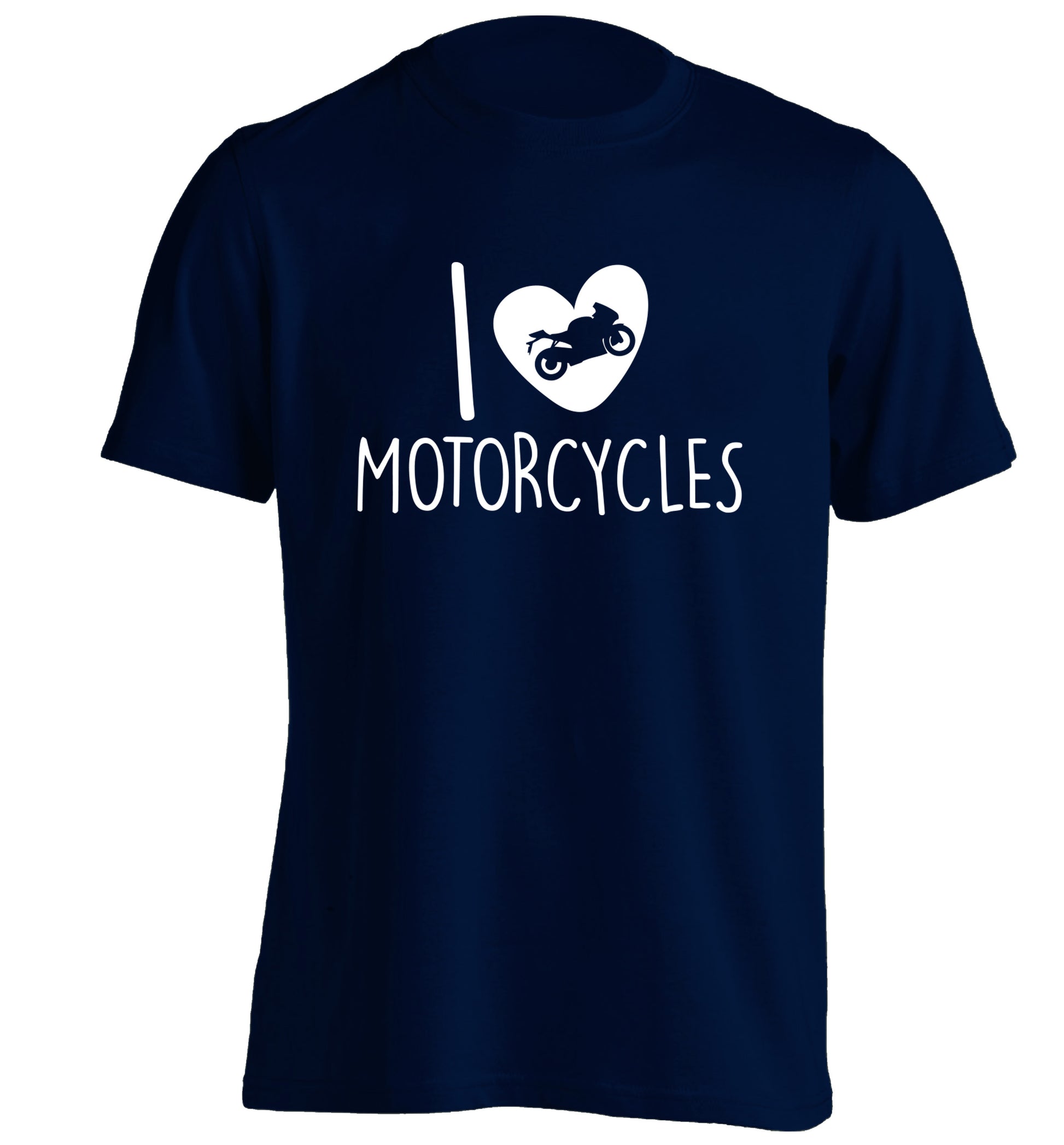I love motorcycles adults unisex navy Tshirt 2XL