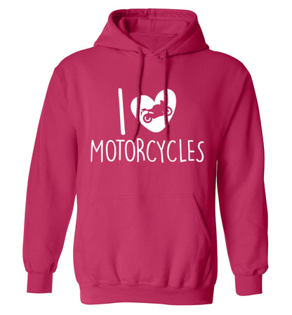 I love motorcycles adults unisex pink hoodie 2XL