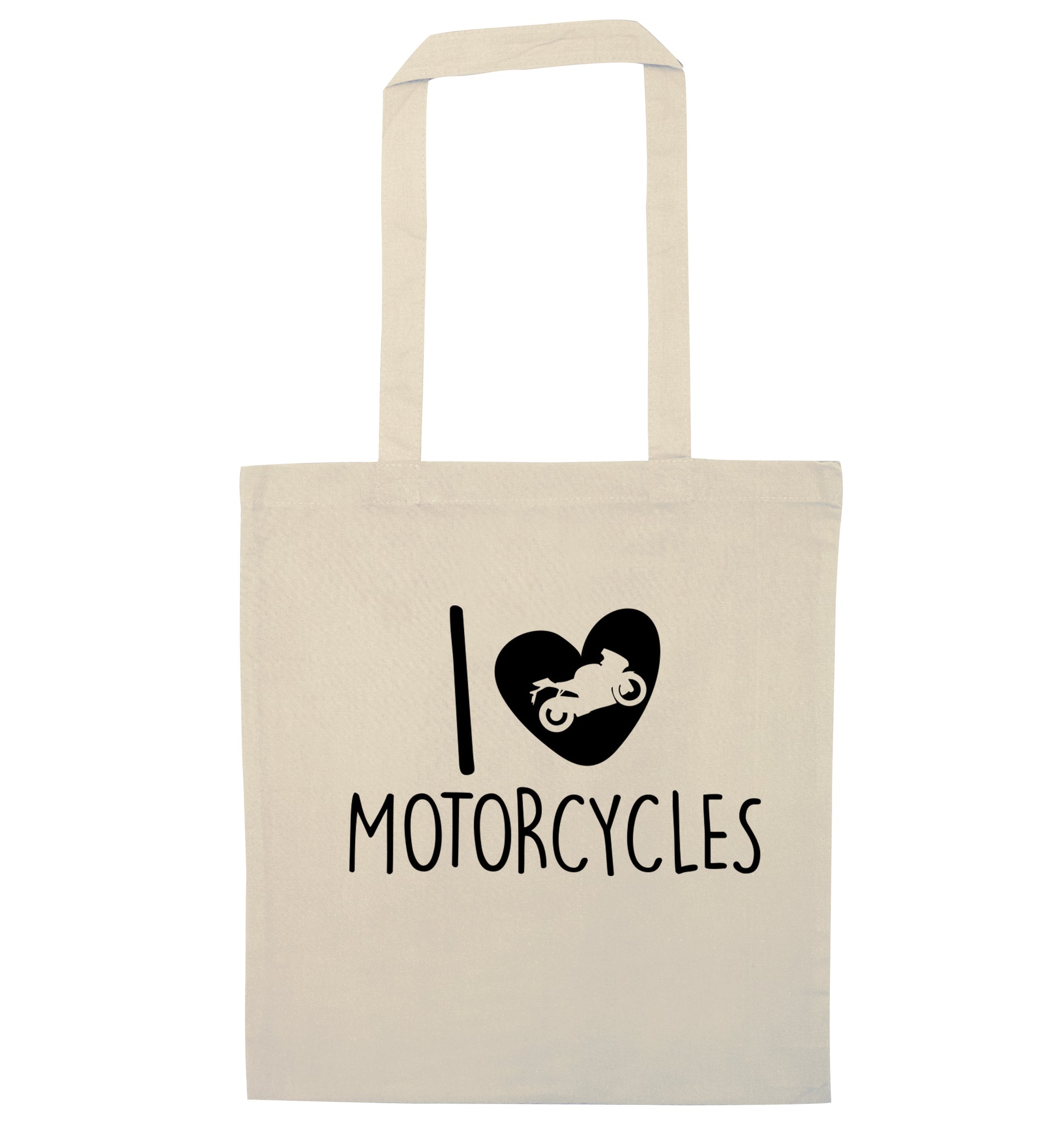 I love motorcycles natural tote bag
