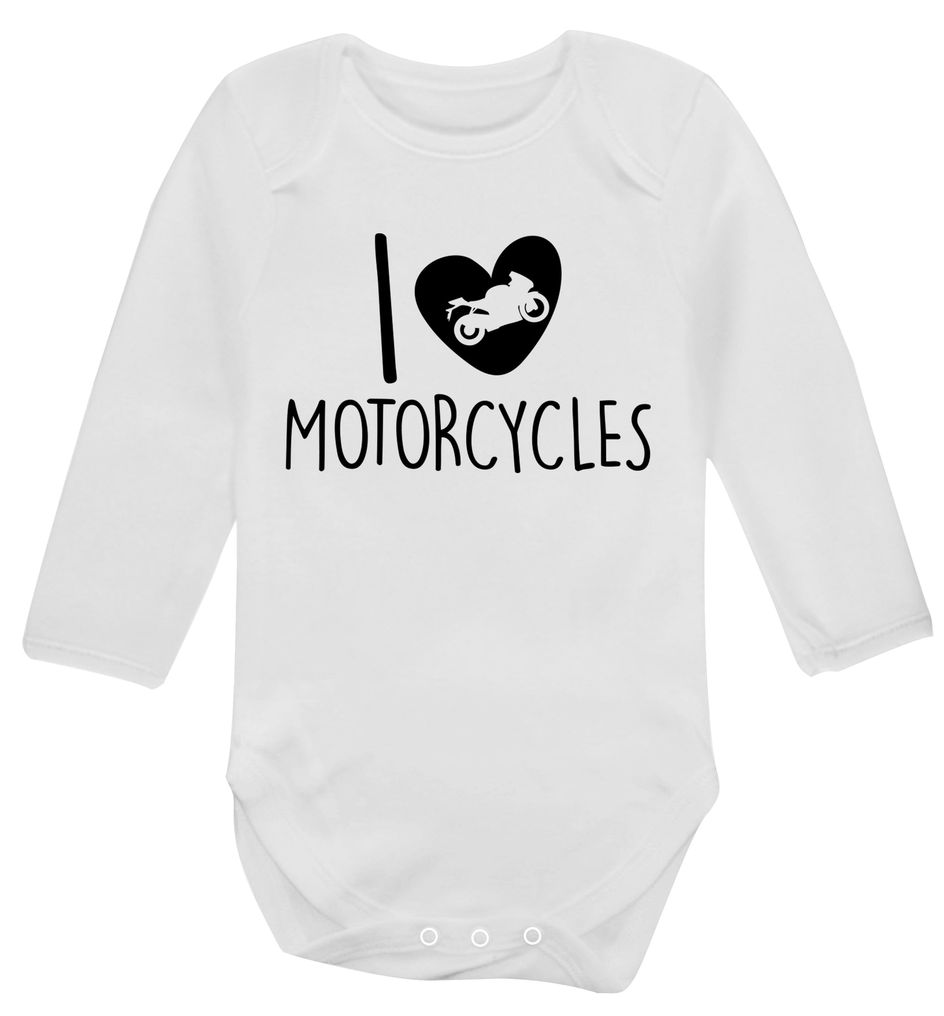 I love motorcycles Baby Vest long sleeved white 6-12 months