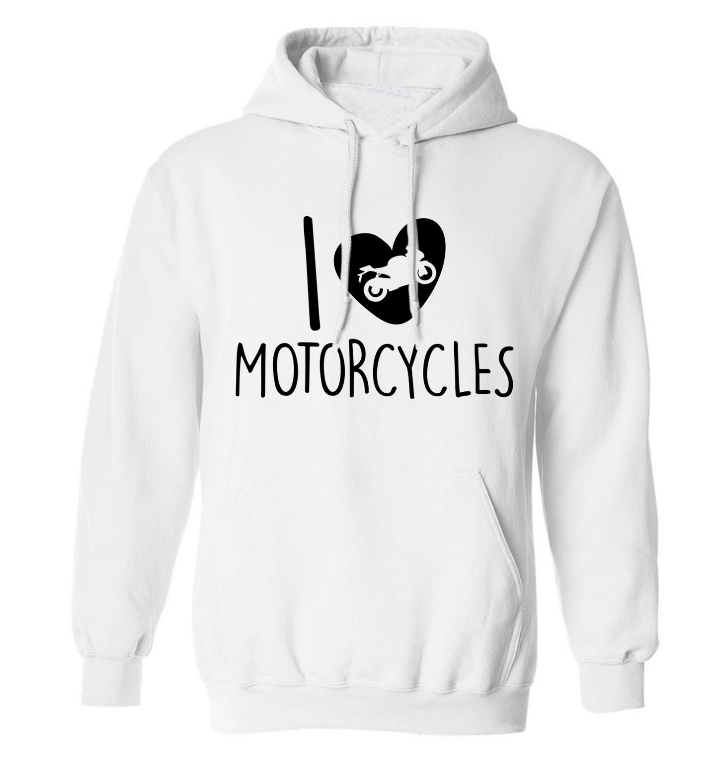 I love motorcycles adults unisex white hoodie 2XL