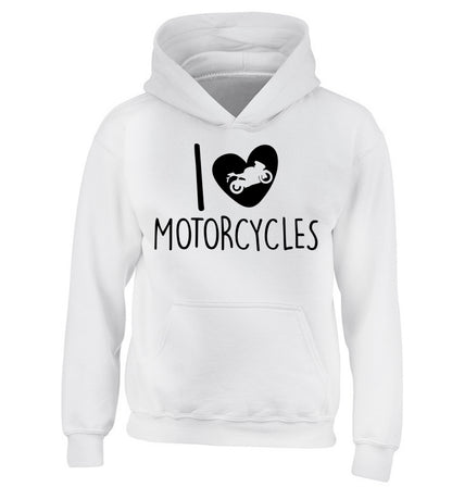 I love motorcycles children's white hoodie 12-13 Years