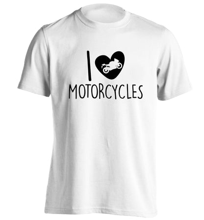 I love motorcycles adults unisex white Tshirt 2XL