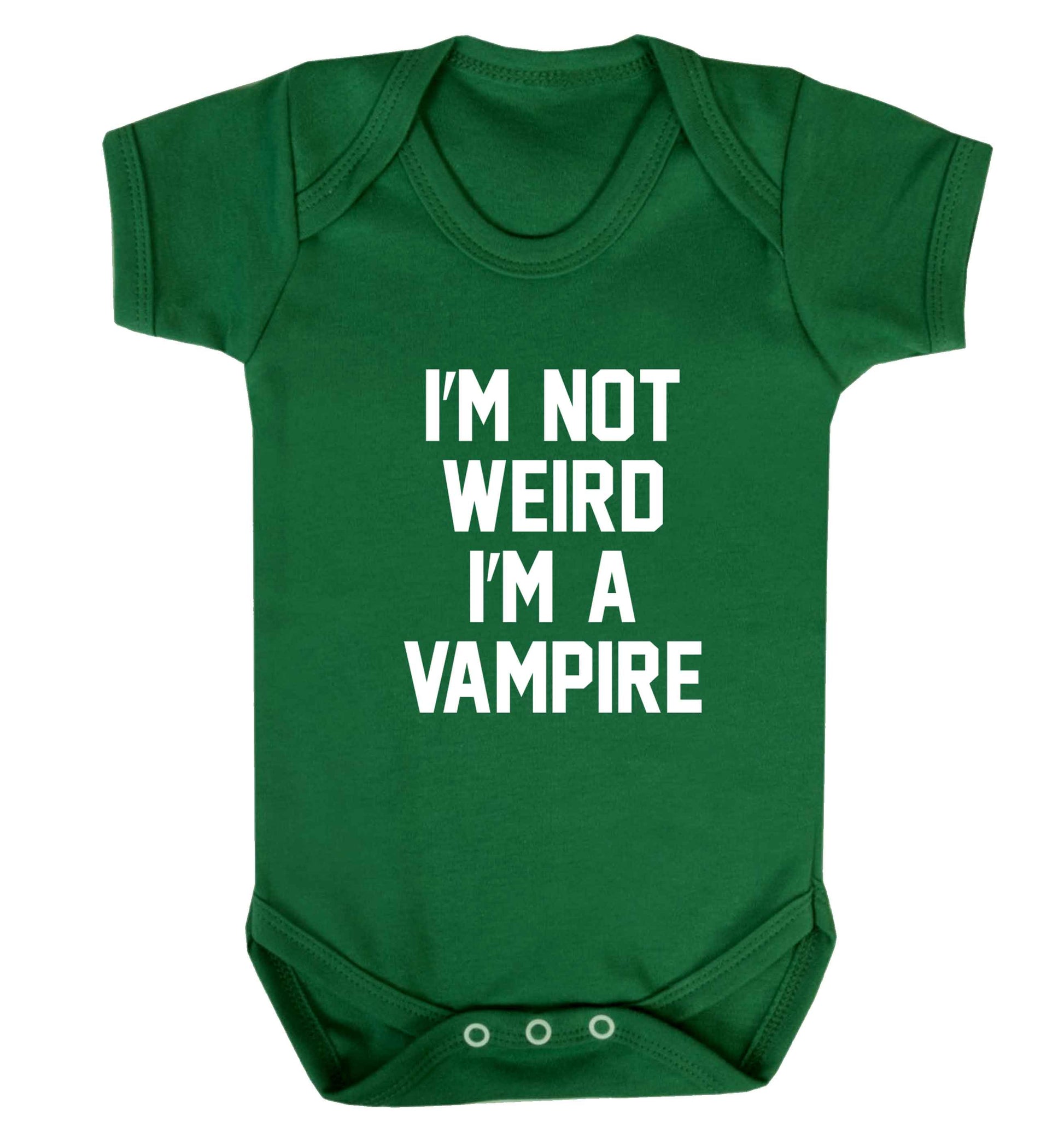 I'm not weird I'm a vampire baby vest green 18-24 months