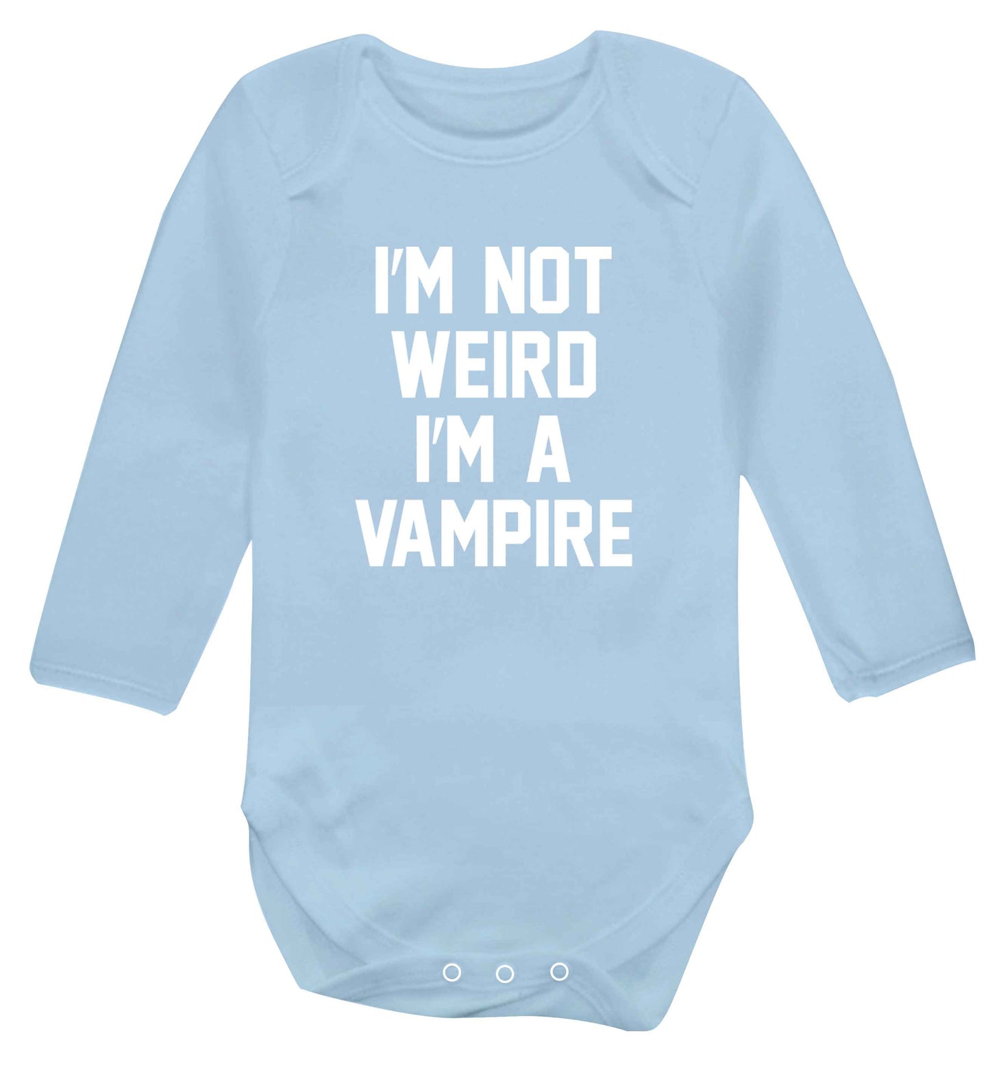 I'm not weird I'm a vampire baby vest long sleeved pale blue 6-12 months