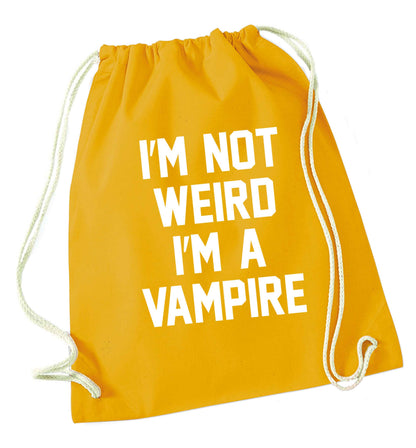 I'm not weird I'm a vampire mustard drawstring bag