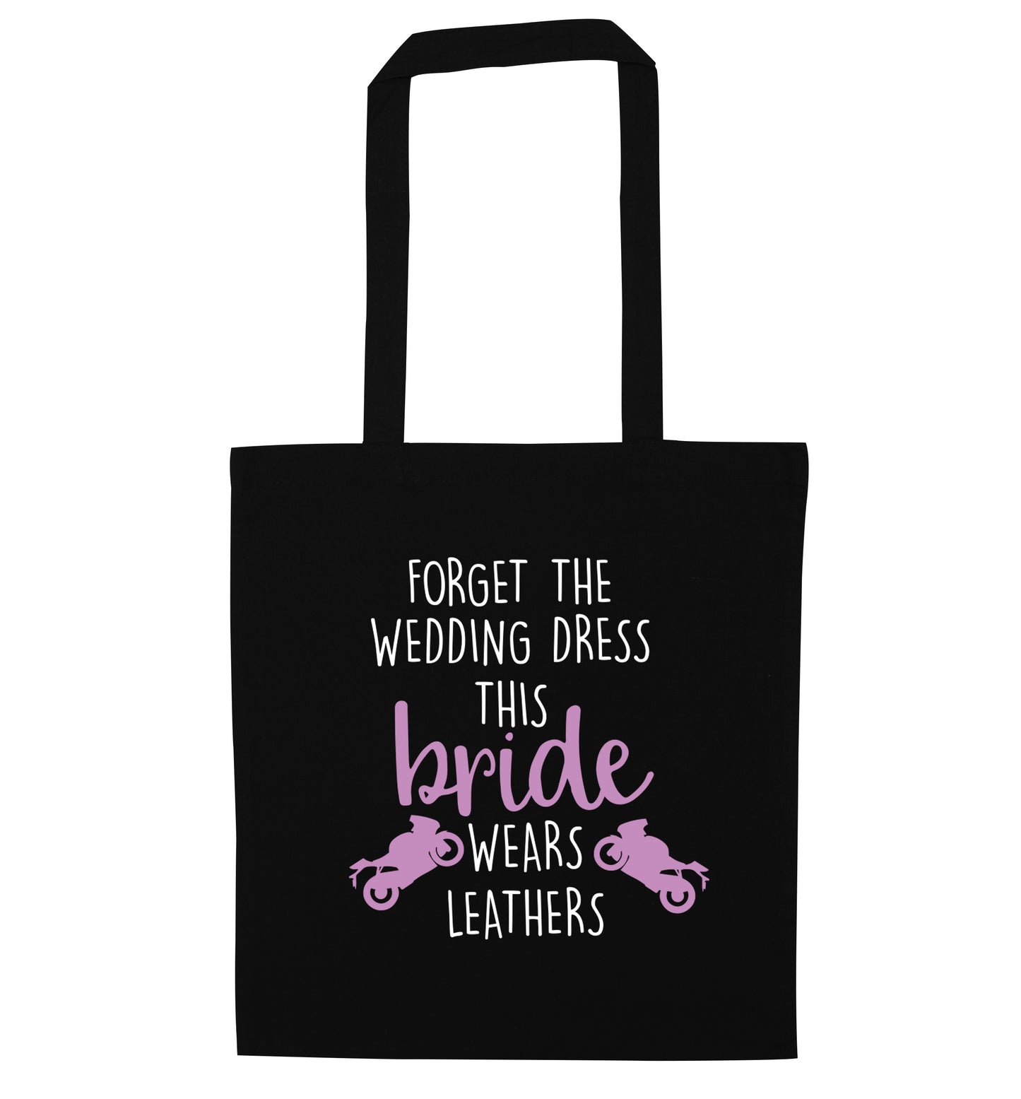 Forget Wedding Dress Bride Wears Leathers black tote bag