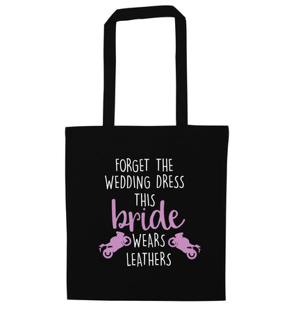 Forget Wedding Dress Bride Wears Leathers black tote bag