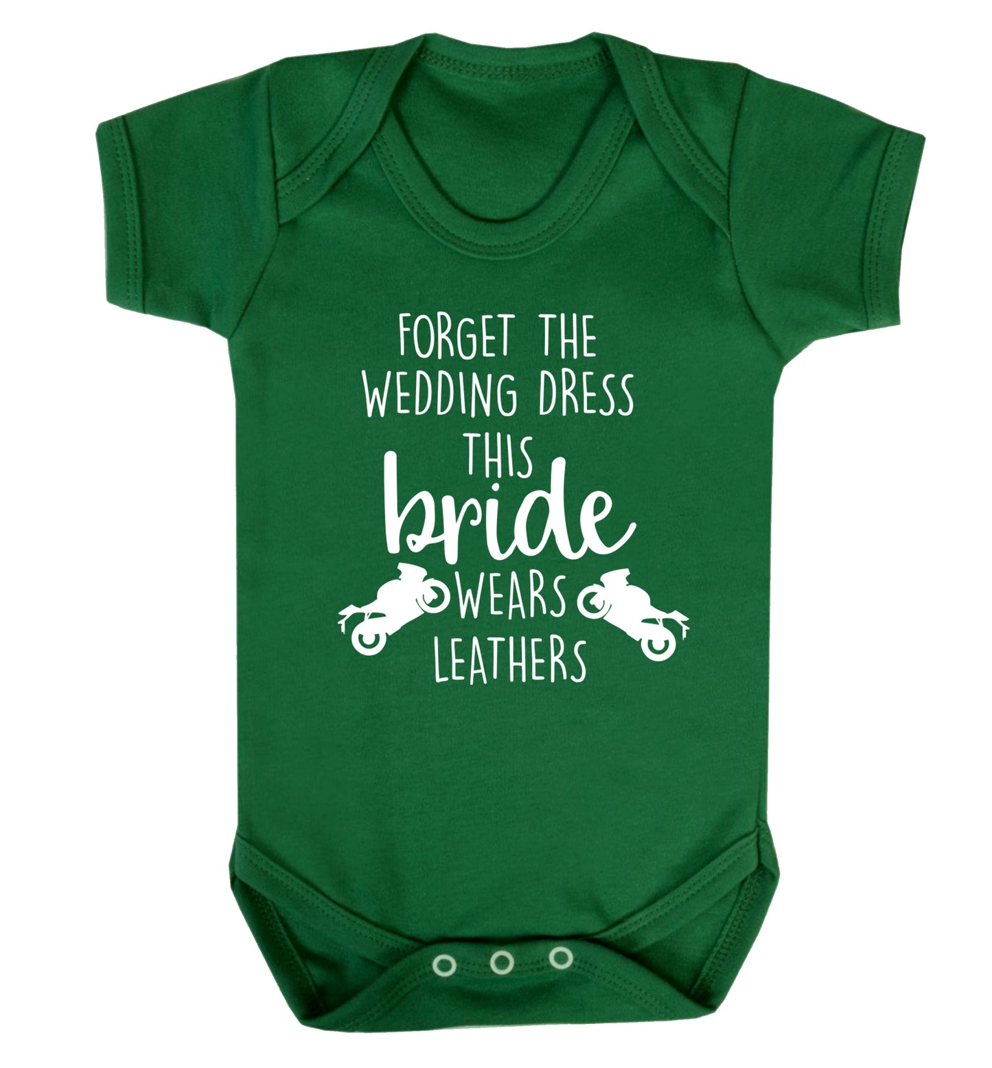 Forget the wedding dress this bride wears leathers Baby Vest green 18-24 months