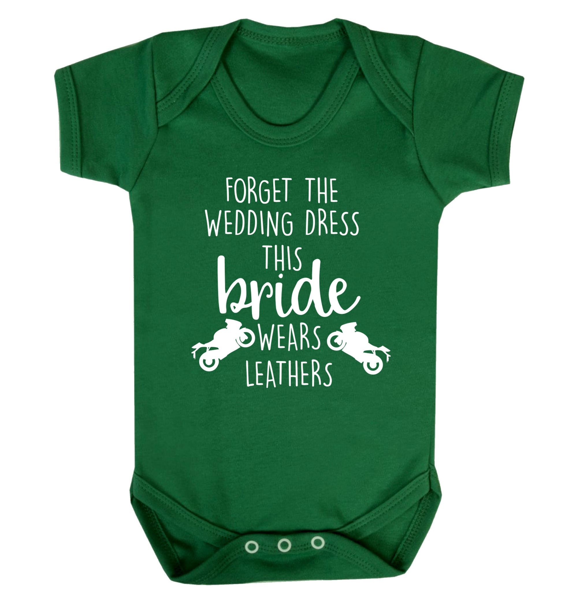 Forget the wedding dress this bride wears leathers Baby Vest green 18-24 months