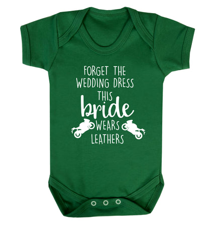 Forget Wedding Dress Bride Wears Leathers Baby Vest green 18-24 months