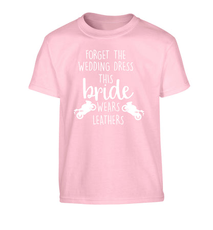 Forget the wedding dress this bride wears leathers Children's light pink Tshirt 12-13 Years