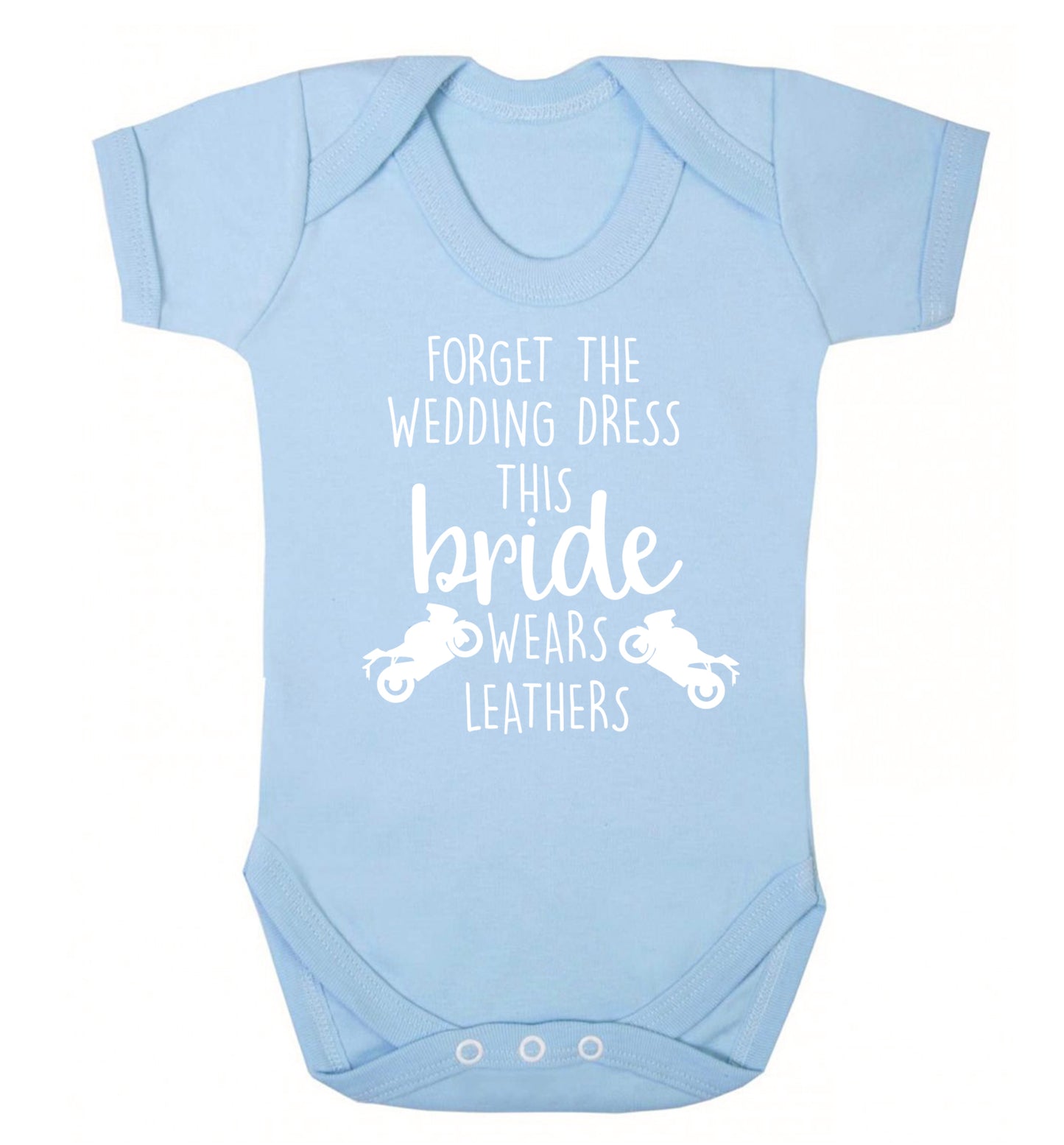 Forget the wedding dress this bride wears leathers Baby Vest pale blue 18-24 months