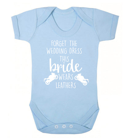 Forget Wedding Dress Bride Wears Leathers Baby Vest pale blue 18-24 months
