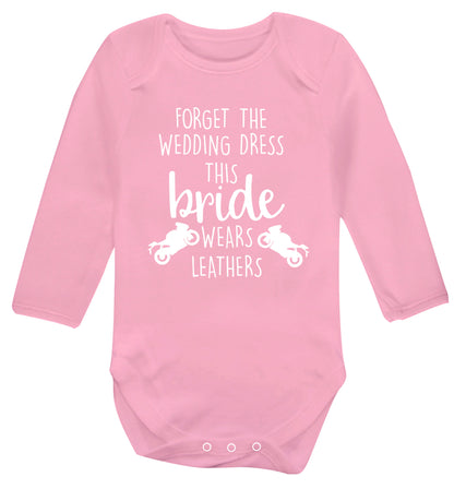 Forget Wedding Dress Bride Wears Leathers Baby Vest long sleeved pale pink 6-12 months