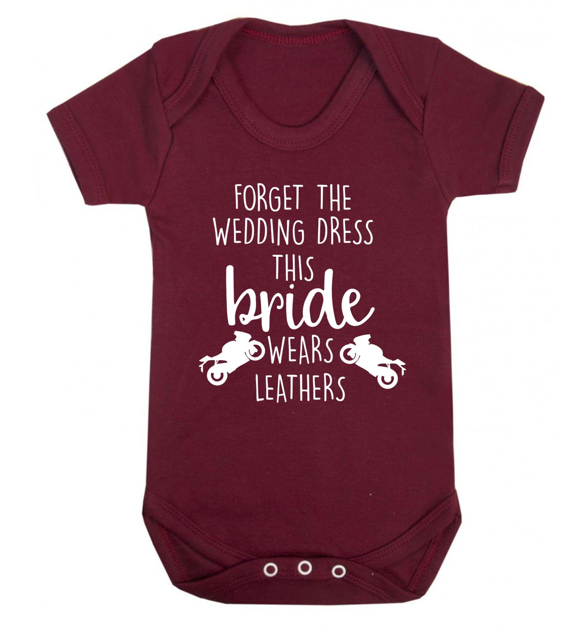 Forget the wedding dress this bride wears leathers Baby Vest maroon 18-24 months